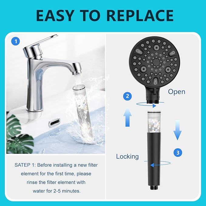 SSJ781 Multi-Stage Shower Filters Compatible with MakeFit DSSJ781 Dual Filtered Rain Shower Head Combo &HOPOPRO HSF-002 Filter Replacement,Hard Water High Efficiency Filter- 3 Pack