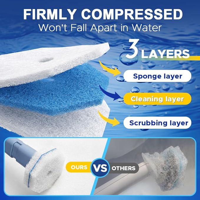 30 Count Toilet Wand Cleaner Refills for Clorox, 5X Cleaning Power Disposable Prefilled Toilet Cleaning Scrubbers, No Falling Apart, Fresh Fragrance