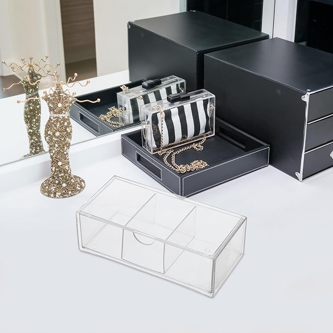 NUOBESTY Hair Accessories Organizer Acrylic Desktop Drawer Storage Box Stackable Hair Tie Headband Container for Bathroom Dressing Table Makeup Desk