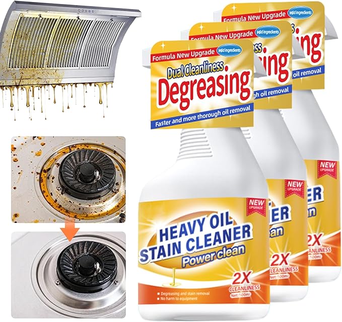 Kitchen Heavy Oil Cleaner, 2025 Upgrade All Purpose Kitchens Heavy Oil Cleaning Agent, Grease Remover, Multipurpose Kitchen Cleaner Spray for Countertops, Ovens, and Appliances (3)