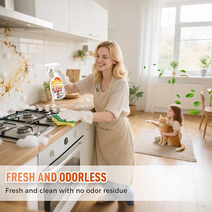 Heavy Duty Degreaser, 2025 Upgrade Kitchen Cleaner, Multipurpose Oil Stain Remover, Strong Grill Cleaner for Restaurant, Cleaning Spray for Home Chefs (2)