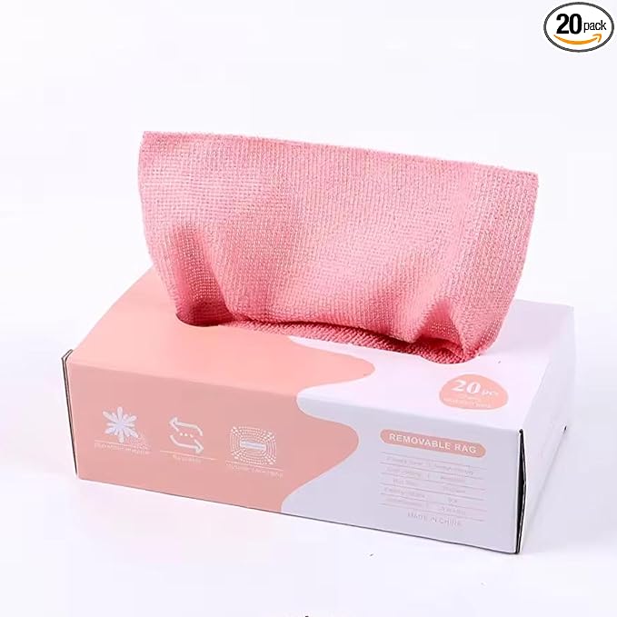 Rank Rover Microfiber Cleaning Towels | Lint-Free| Reusable Cleaning Rags for Home |Kitchen, Car | Ultra Absorbent Washable | Streak-Free Towels for Dishes, Glass, Counters (20- Pack) (Pink)