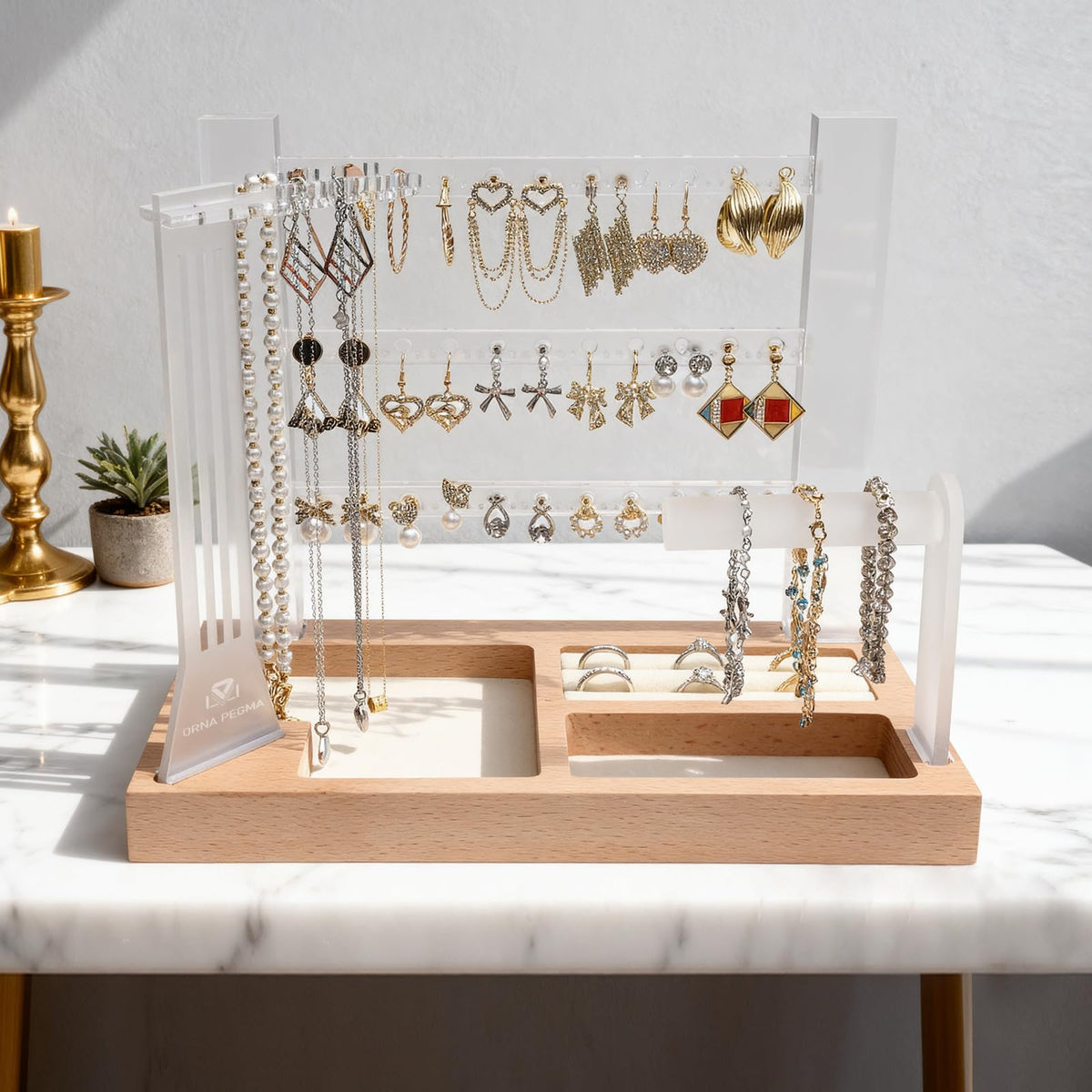 Jewelry Organizer Stand 3 Tier Acrylic Jewelry Storage - Image 1