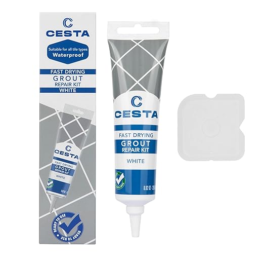 Cesta Grout Repair Kit – Squeeze Tube, Fast Drying, Waterproof Tile Grout Paint to Restore & Renew Tile Joints Line for Bathroom, Kitchen, Shower & Floor Tile (White, 8.8 oz)