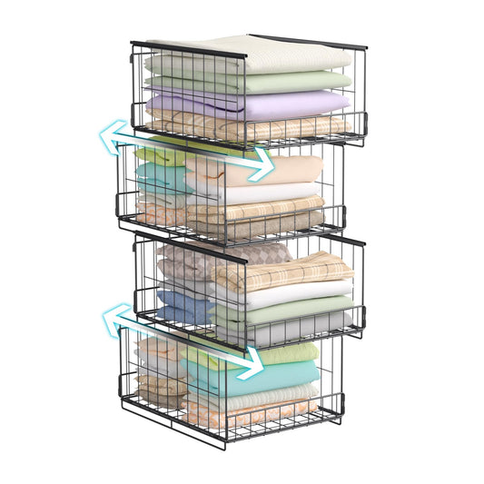 4-Tier Stackable Closet Organizer and Storage Shelves - Image 1