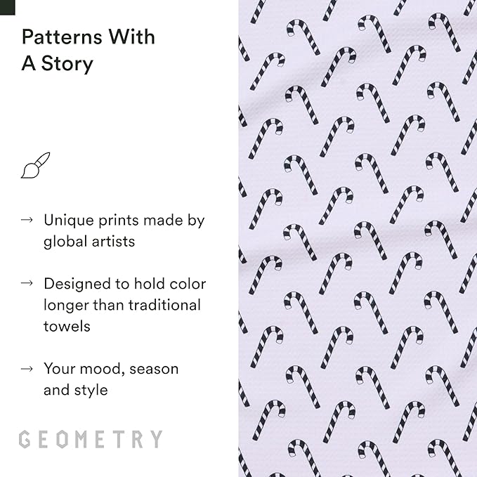 GEOMETRY Christmas Kitchen Towels - Quick Dry Microfiber Cloth Dish Towels for Kitchen Drying - Premium Quick Dry Towel - Peppermint Pop
