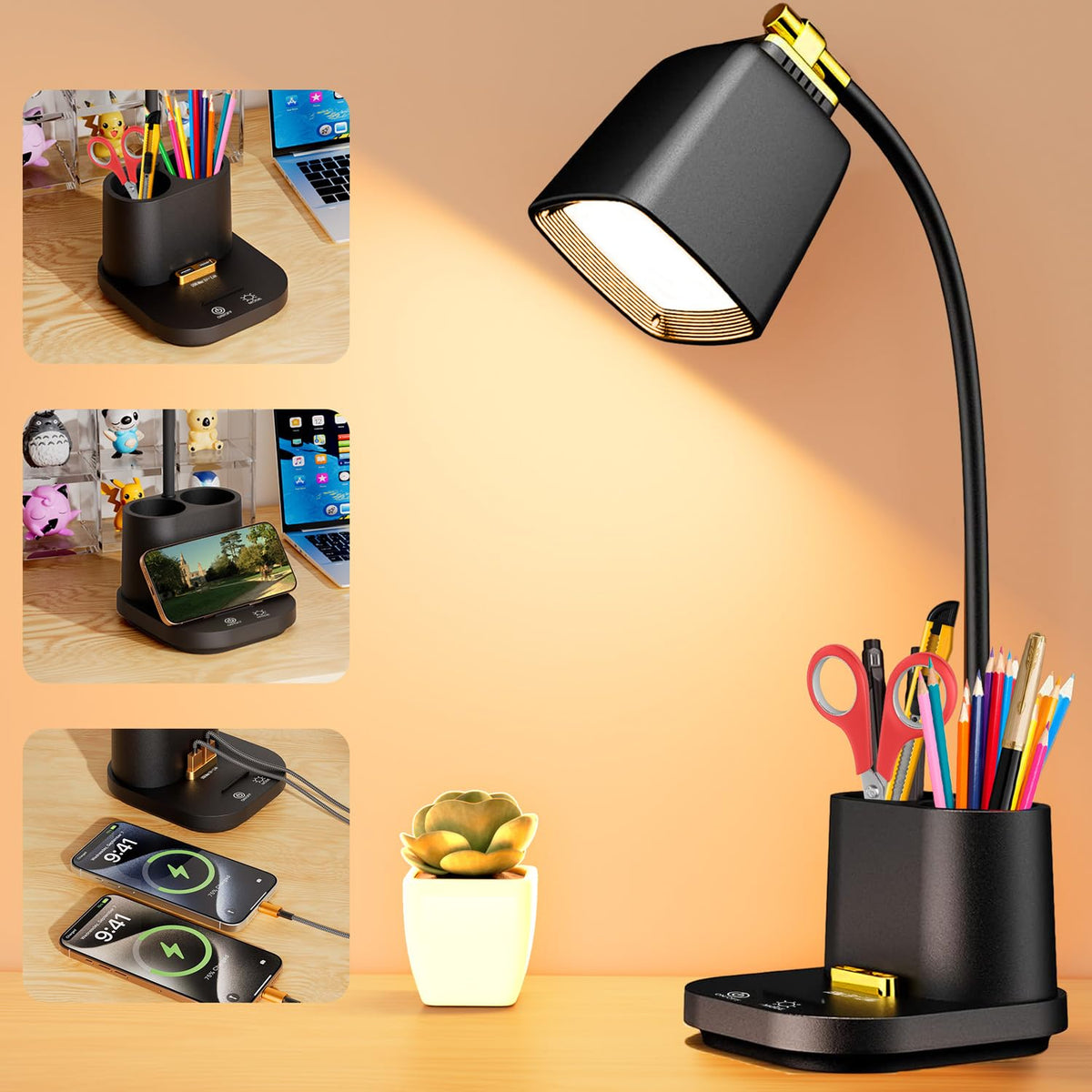 LED Desk Lamp for Dorm 2 USB Ports, Dorm Room Essent | All Products - Image 1