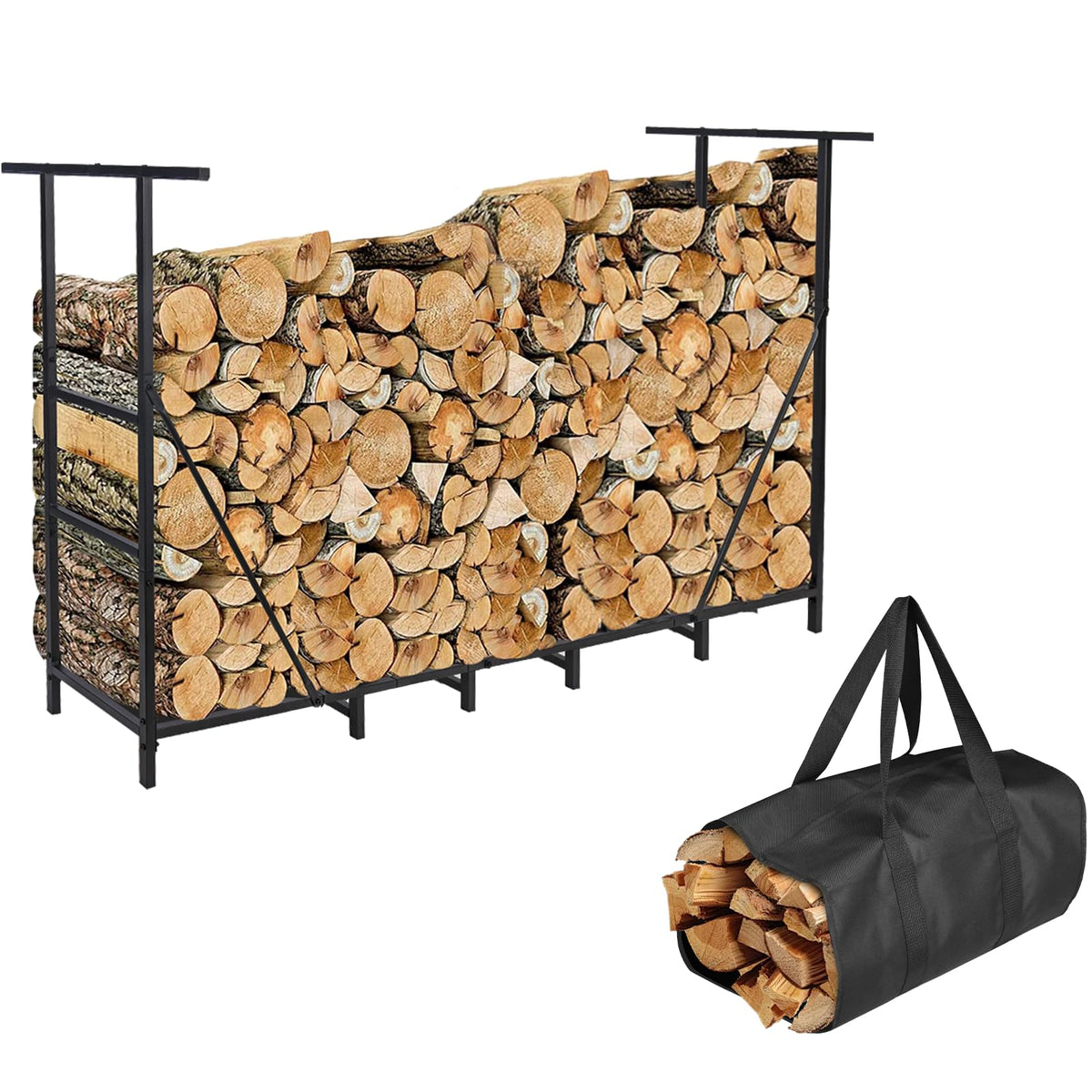 HONEST OUTFITTERS 6ft Firewood Rack Outdoor | Home Organization - Image 1