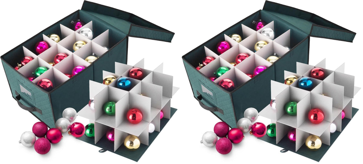 Elf Stor Ornament Storage Box-Green Holiday Organizer - Image 1