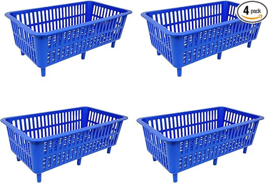 YDB Storage Plastic Drain Basket with Feet for Sorting Live Fresh Shellfish Oyster Abalone Scallop Geoduck Clams Mussels or Garden Harvest 4PCS(Blue)