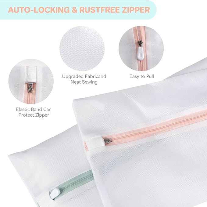 Small Laundry Net for Washing Machine, Laundry Net 30 x 40 & 40 x 50 cm, Suitable for Sweaters, Coats, Socks, Shirts, Stuffed Animals, Jeans, etc. - 2 Pieces