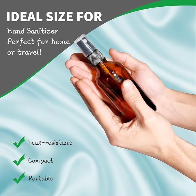 52 Pcs 4 Oz Amber Glass Spray Bottles with Funnel, Brush & Labels Set Small Spray Bottle for Travel, Oil Spray & Mist