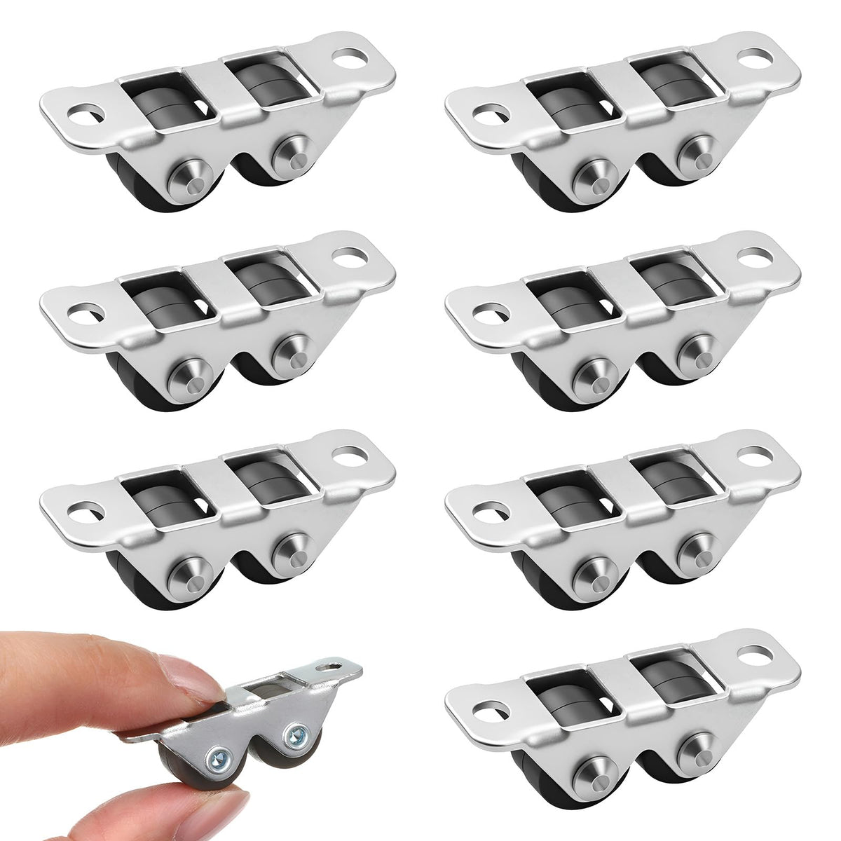 8 Pcs Low Profile Small Casters, 1/2 Inch Small Double Roller - Image 2