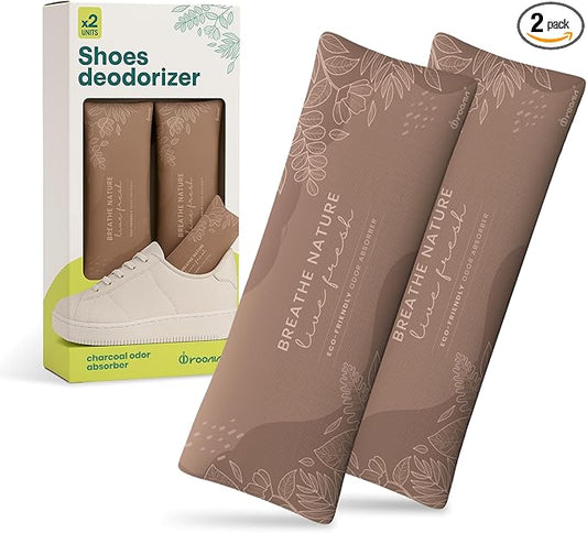 Roonin Shoe Freshener - Gym Bag Deodorizer - Boot Deodorizer - Shoe Odor Elimination - Activated Charcoal Odor Absorber - Stinky Shoes Smell Eliminator (2-pack)