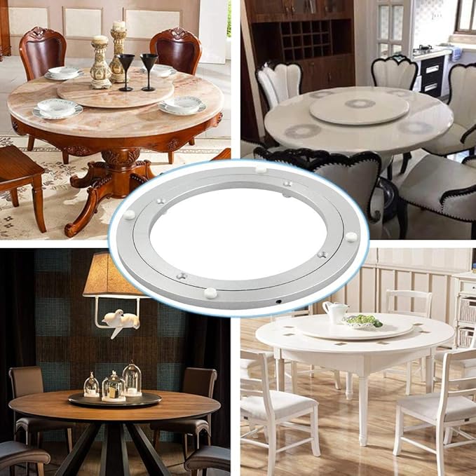 Aluminum Heavy Duty Lazy Susan Rotating Turntable Bearing Swivel Plate Hardware for Dining-Table (12 inch)