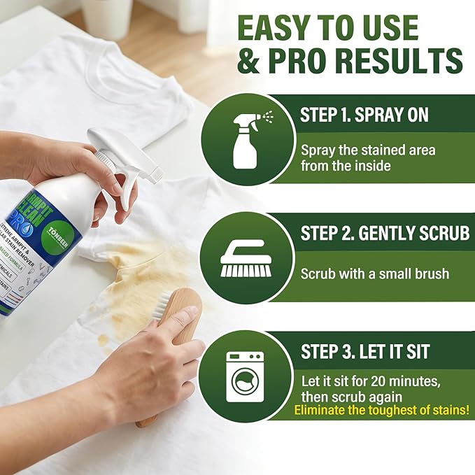 Sweat & Deodorant Armpit Stain Remover Spray for Clothes, Multi-Stain Cleaning Solution - Yellow Mark Tough Stain Buildup Remover - 16.9 oz