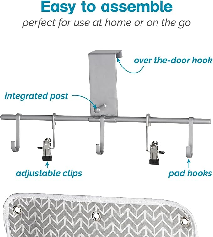 Polder Over-the-Door Steaming Station, Clothes Steamer Station, 100% Cotton Cover with Water Protection Layer, Portable Garment Steamer Pad, Ideal for Home and Travel, 38" x 19"
