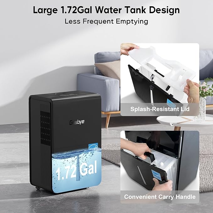 4500 Sq.Ft. 2025 Energy Star Dehumidifier for Basement & Large Rooms with Drain Hose, Max 115 Pints/Day | 45dB Quiet Compressor | 1.7 Gal Water Tank | Auto Shut-Off & Restart, Black