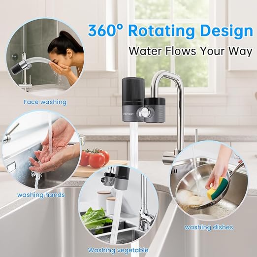 Vortopt Advanced Water Filter for Sink Faucet,360°Rotary Ultrafiltration Bathroom Sink Filter,400 Gallons,Reduces 99% Chlorine,Odor.(T6-UF)