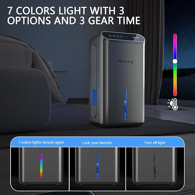 Dehumidifier for Basement (85 OZ, 800 sq ft) Quiet Dehumidifiers for Home, Auto Shut-Off, Sleep Mode, 3 Gear Timer(8H,16H,24H), Small Dehumidifier for Bedroom, Bathroom with Drain Hose (Shadow Silver)