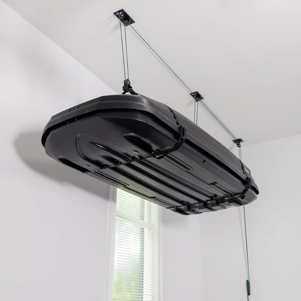 Teal Triangle Cargo Box Hoist, Garage Pulley Lift System - Image 1