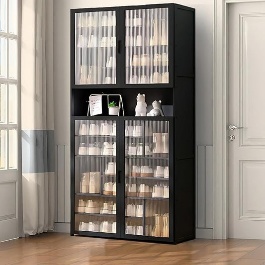 Tall Shoe Cabinet with Acrylic Doors, 11-Tier Large Capacity Bamboo Shoe Cabinet, 40-45 Pairs Freestanding Shoe Rack & Shoe Organizer for Closet Entrance, Hallway, Living Room, Bedroom