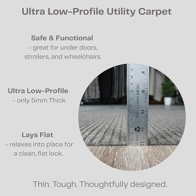 iCustomRug Ribbed Hallway Runner – 3'x12' Brown, Indoor/Outdoor, Non-Slip TPR Rubber Backing, Low-Profile All-Weather Carpet, Non-Shedding & Easy Care, Utility Rug Ideal for High Traffic Areas
