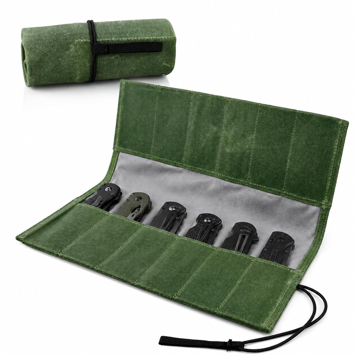 Pocket Knife Roll Display Case,12-Slot Canvas Knife Cases - Image 1