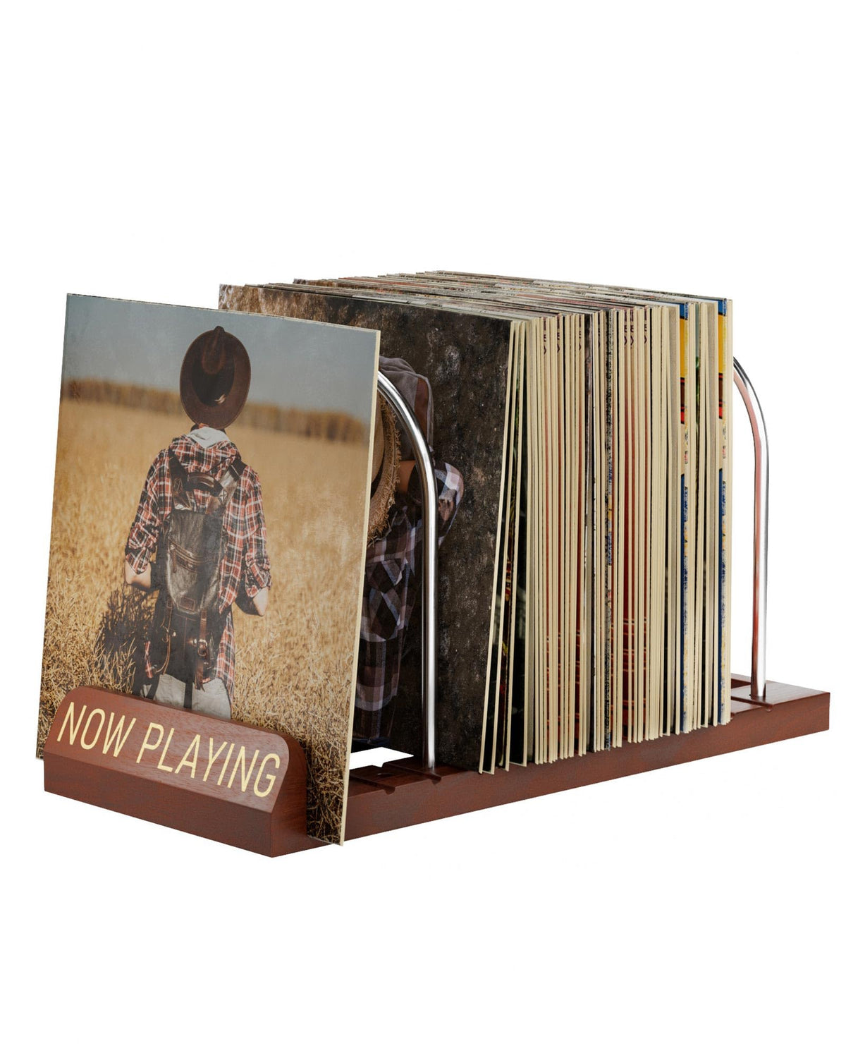 Now Playing Vinyl Record Holder Storage Fits 50 LPs, Gift Package - Image 1
