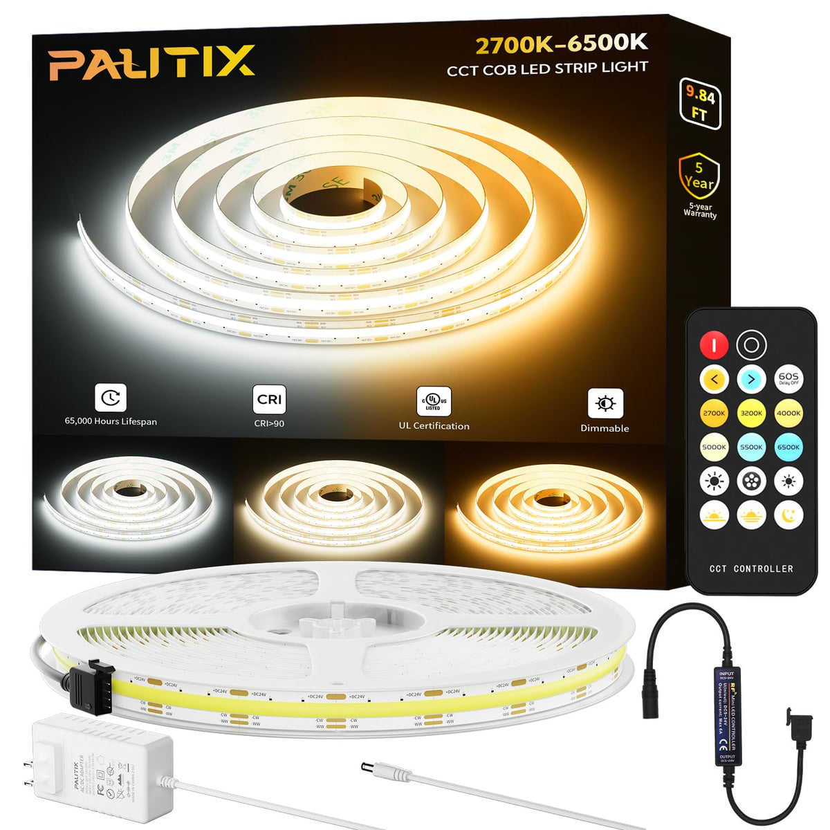 PAUTIX COB LED Strip Light White CCT Tunable, Super Bright - Image 1