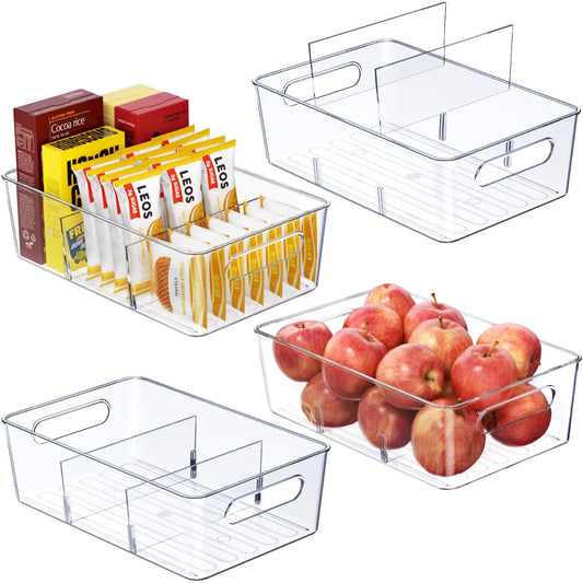 4-Pack Pantry Organizers and Storage, Clear Fridge Organizer Bins - Image 1