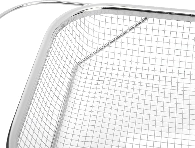 Over the Sink Colander, Expandable Baskets with Fine Mesh Strainer Handle Stainless Steel Rectangle Kitchen Colanders for Strain Drain Rinse Fruits Vegetables Pasta New Home Essentials (Silver)