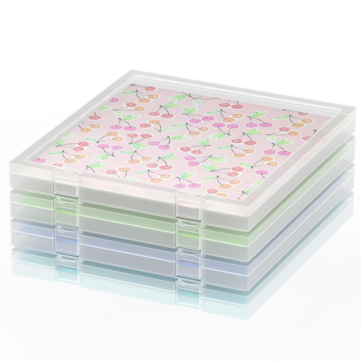 12x12 Scrapbook Paper Storage, 4 Pack Stackable Containers - Image 1