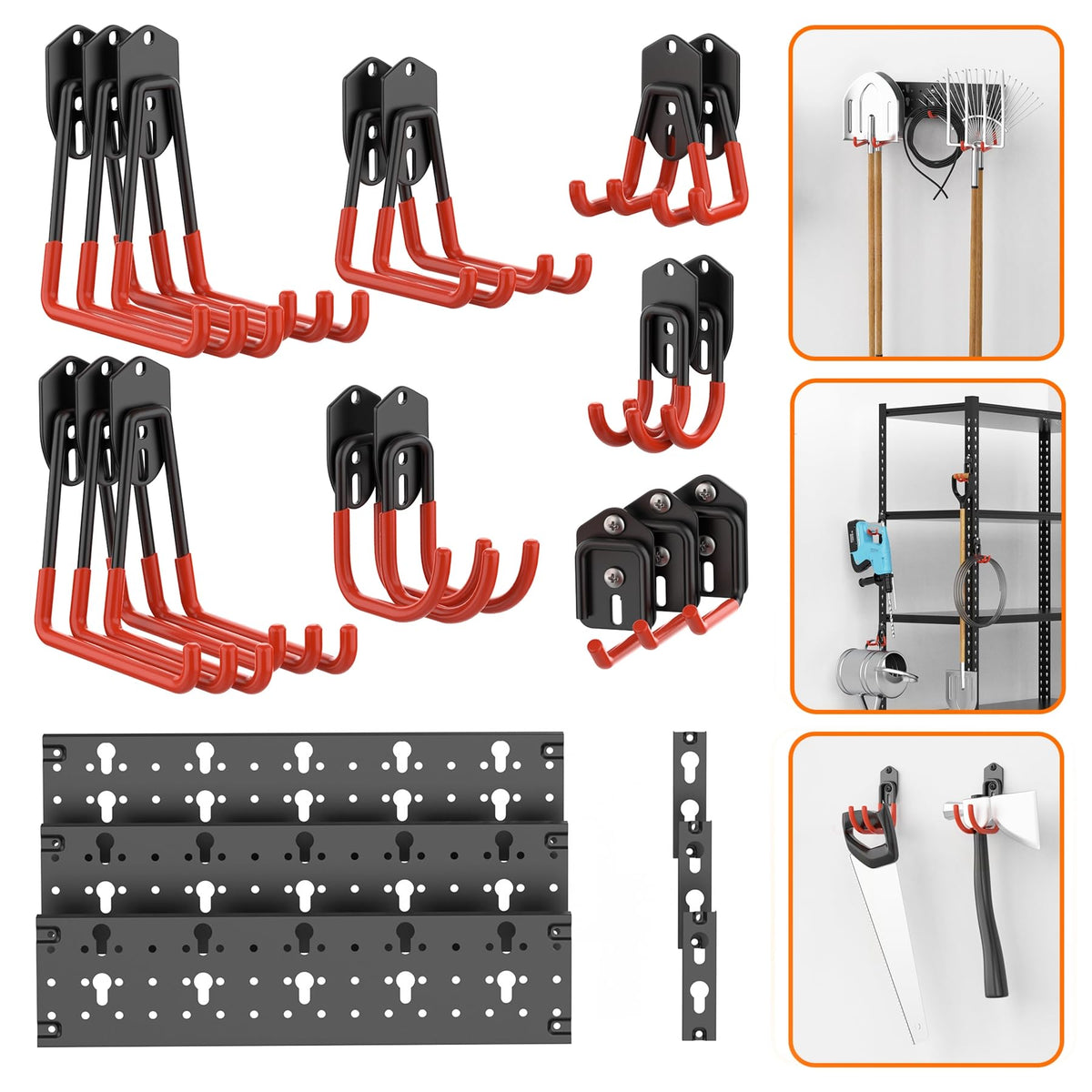 TORACK 24 PCS Garage Storage Hooks with Tracks, Wall Mount - Image 1
