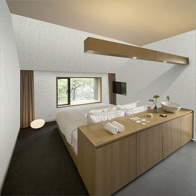 Peel and Stick Wallpaper Beige Grass Cloth Wall Paper - 15.7 x 300 Inch Self Adhesive Wallpaper Peel and Stick, Easy to Paste Wall Contact Paper for Stand Liner, Table and Door Makeover Decor