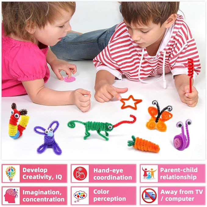 Pipe Cleaners Craft Chenille Stems, 360 Pieces 30 Assorted Colors for Crafting DIY Arts Projects Decorations, 6mm x 12inch Fuzzy Colored Chenille Stem Sticks Set Craft Supplies for Kids and Adults