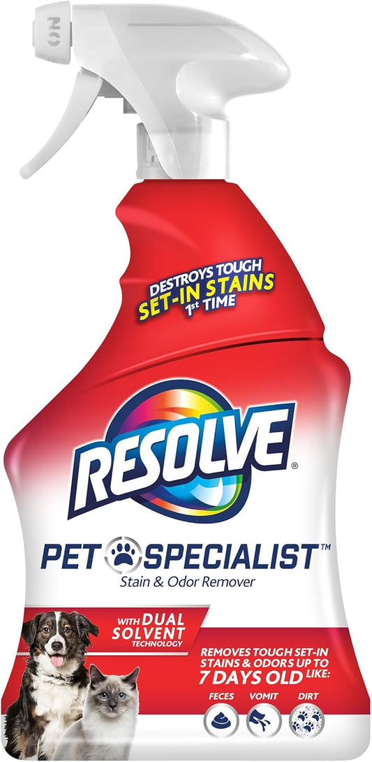 Resolve Pet Specialist Carpet Cleaner Spray – for Removal of Pet Stains & Odors Up to 7 Days Old, 22oz