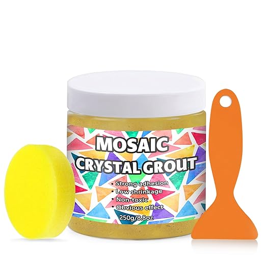 Mosaic Crystal Grout, Mosaics Tile Tools, Mosaic Tile Accessories – Essential for Handmade Grouting and Perfect for DIY Craft Projects (Yellow, 8.8oz)