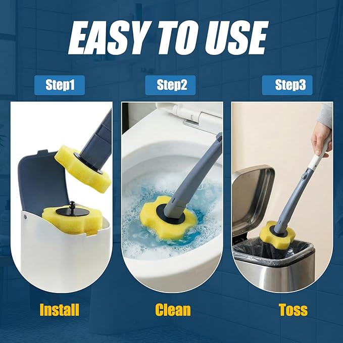 50PCS Toilet Bowl Wand Refills, Replacement Heads for Bathroom Washroom Cleaning Pads, Disposable Toilet Brush Refills Compatible with Household Brushes Scrubbers Cleaning Refill Lemon Fresh Yellow