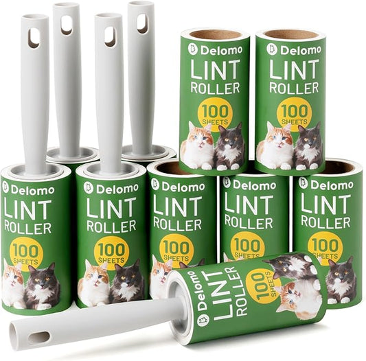 DELOMO Lint Roller 1,000 Sheets (5 Rollers + 5 Refills) - Lint Rollers for Pet Hair Extra Sticky, Mega Value Pet Hair Removal Tool for Clothes/Couch/Furniture/Car - Ideal Home Gift for Pet Owners