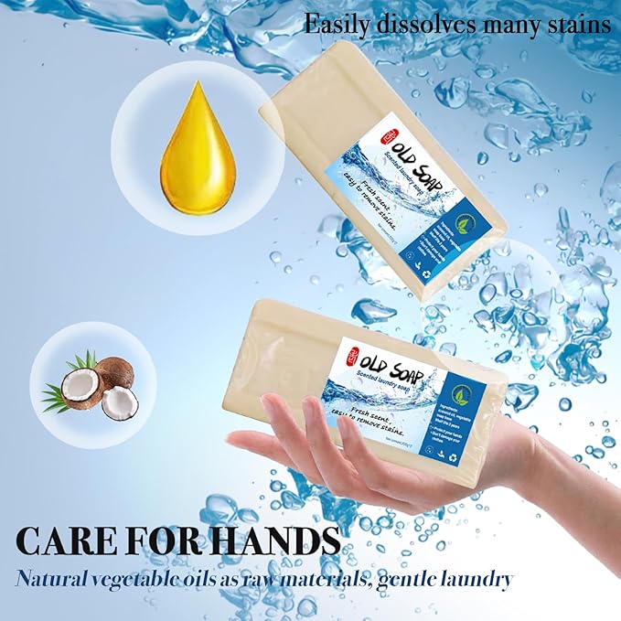 2PCS Canal Old Soap with Brush,Chinese Soap Bar Stain Remover,Powerful Cleaning Soap Bar,Long Lasting Fragrance Underwear Cleaning Soap Bar for Stains