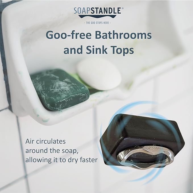 SoapStandle Bar Soap Gripper: Eco-Luxury, Rust-Resistant Stainless Steel Soap Holder for Bath and Showers, No Goo or Mess Soap Saver, 1pc