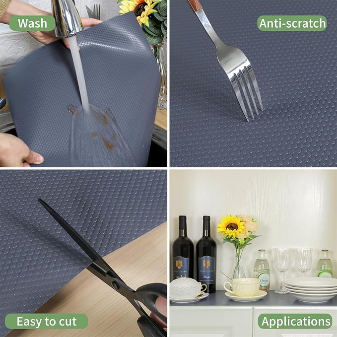Shelf Liners 20 inch x 20 ft Shelf Liners for Kitchen cabinets nonstick Shelf Lining Drawer Mats EVA Protector for Cupboard (Gray,20 inch x 20 ft)