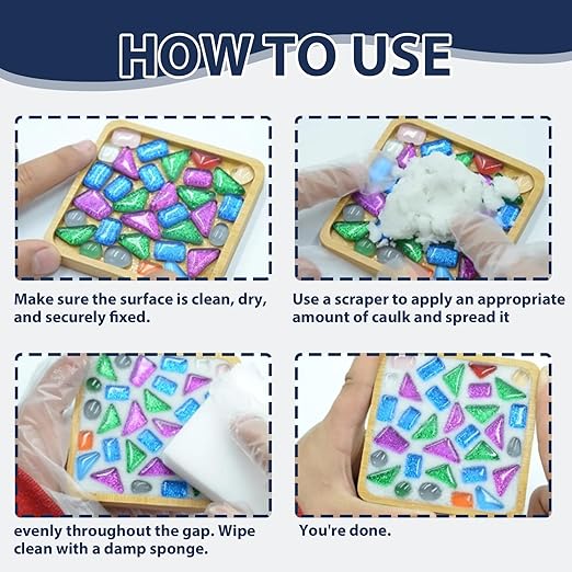400g Black Crystal Mosaic Grout, Handmade Grouting Filling Gaps Mosaic Tile Grout, Perfect Choice for DIY Craft Projects Mosaics