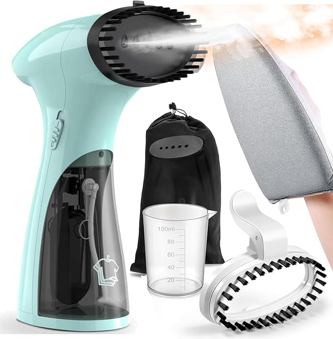 Steamer for Clothes, 2-in-1 Handheld Clothing Steamer for Garment Portable Travel Steam Iron with Large Water Tank Wrinkle Remover