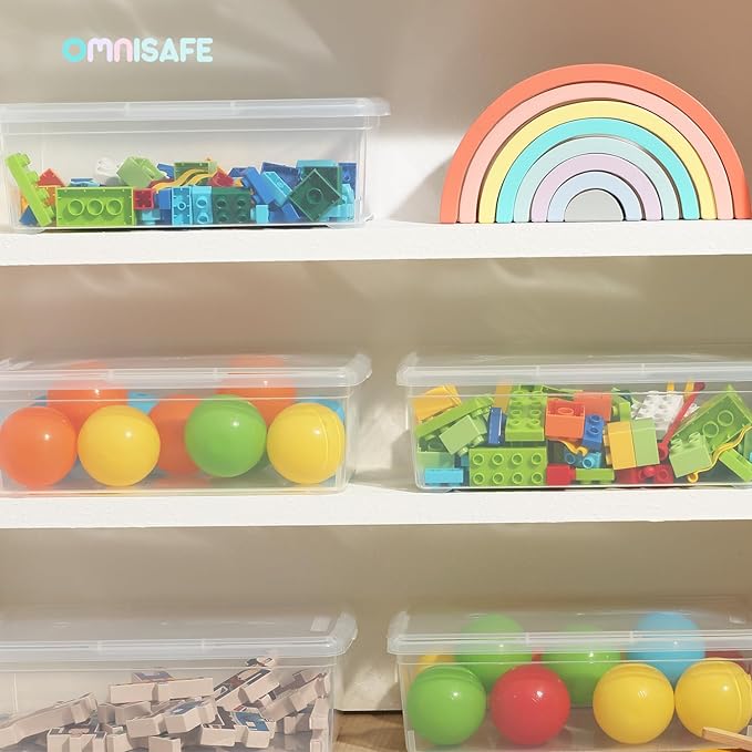 12 Pack 6 Quart Stackable Plastic Storage Shoebox, BPA-Free Nestable Container to Organize Shoes, See-Through Box for Home and Office, Multi-Purpose Storage Case (Transparent)