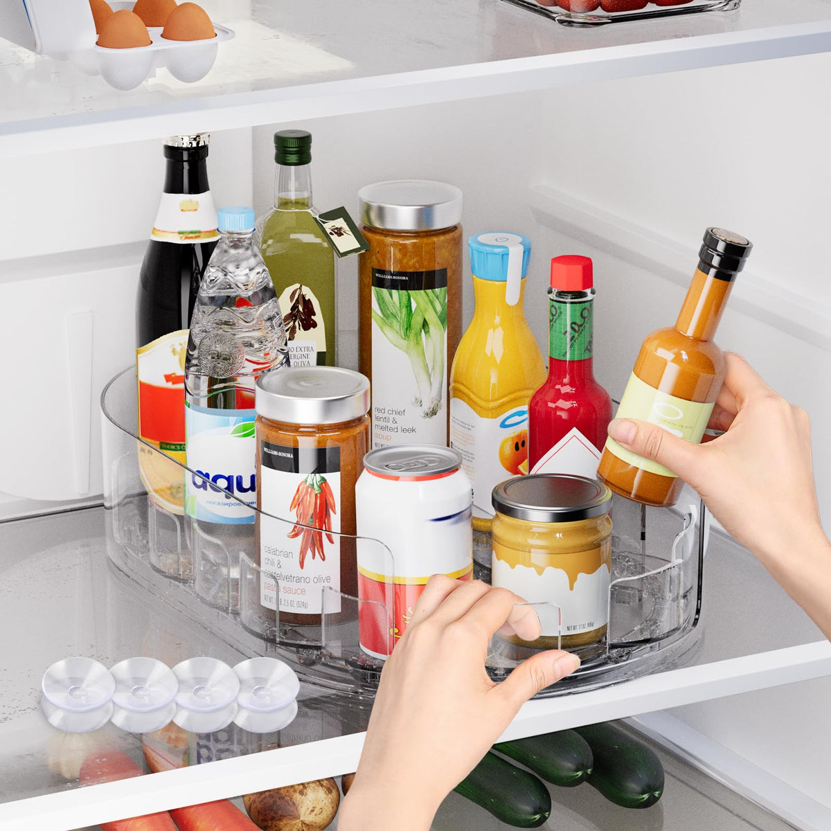 Lazy Susan Organizer for Refrigerator, 13" x 8.5" Clear - Image 1