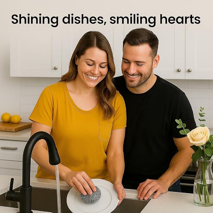 Stainless Steel Wool Scrubbers - Pack of 12 + 1 Extra | Flexible Metal Scouring Pads for Cleaning Kitchen Dishes, Pots, Pans, Ovens, Grills & Sinks (20g)