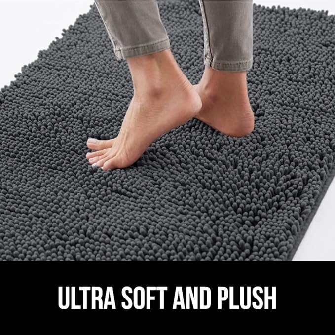 GORILLA GRIP SoakSTOPPER Dog Door Mat, Machine Washable Rug Absorbent Doormat Captures Moisture Mud Dirt, Quick Dry Soft Chenille Entryway Rugs Indoor Entrance Mats for Dog Paws, 24x17 Charcoal