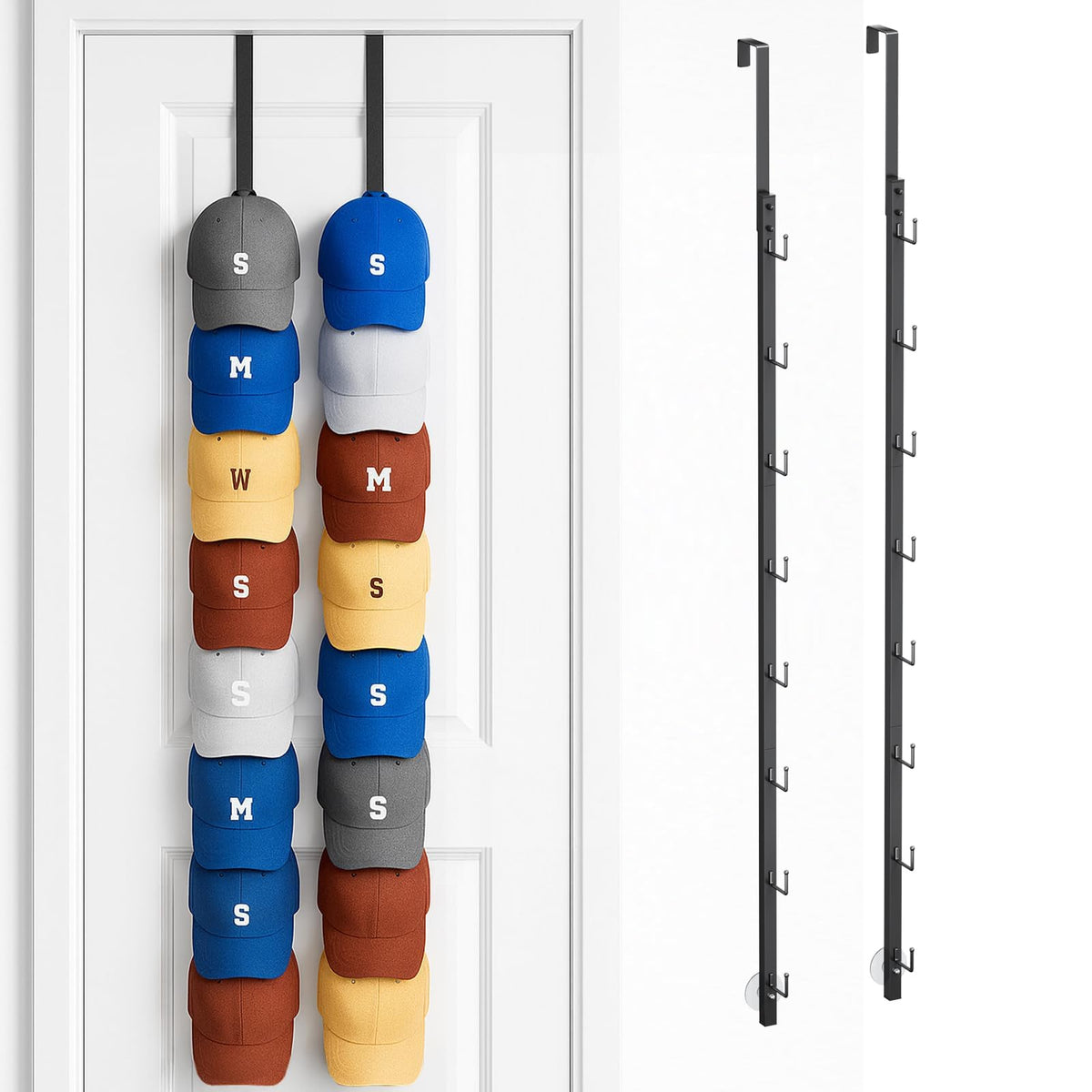 Over Door Hat Organizer - 2 Packs Metal Wall Mounted Hat - Image 1